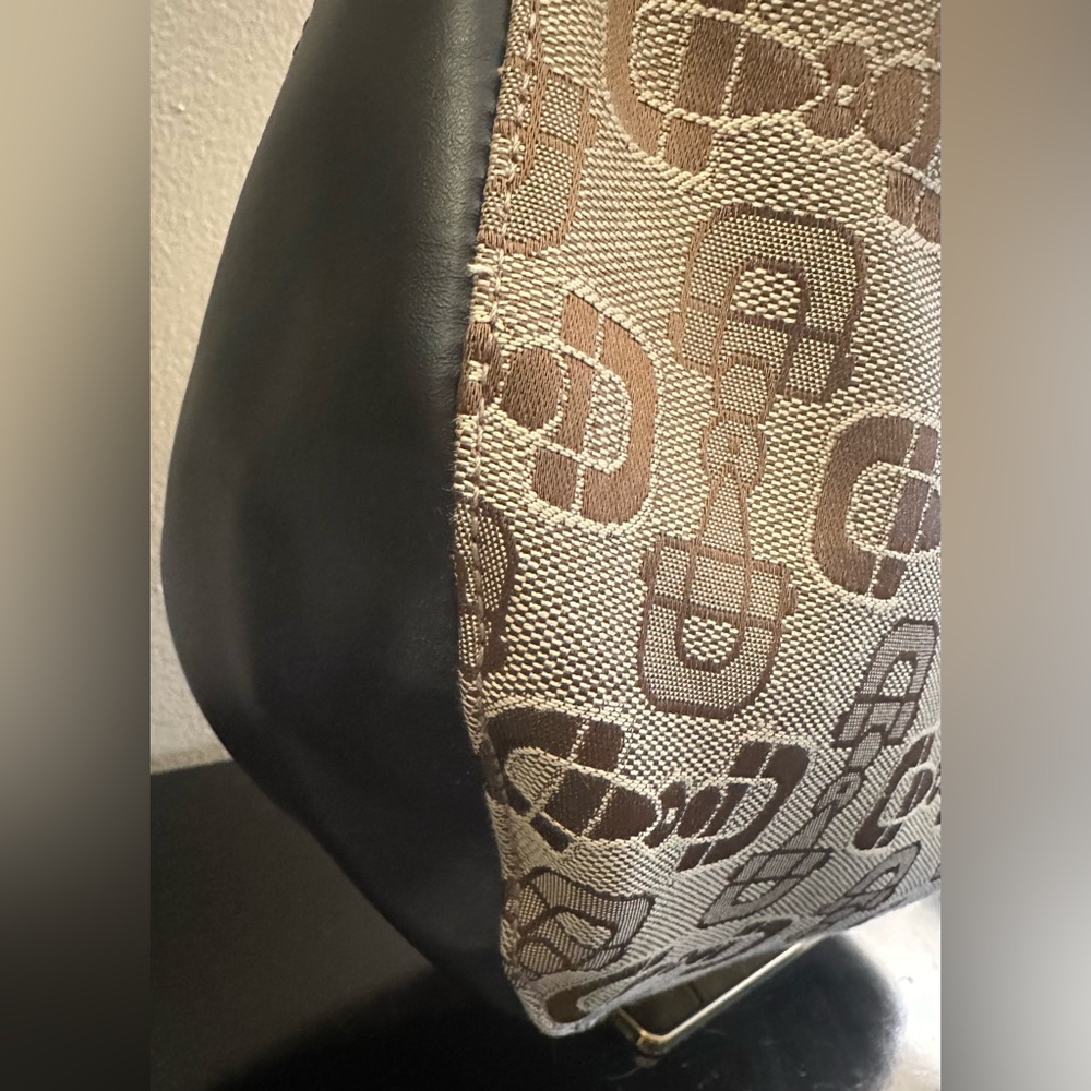 Gucci Large Horsebit Canvas and LeatherHobo Shoulder Bag EUC - Picture 4 of 10